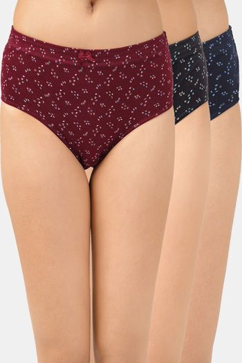 Buy Lady Lyka Medium Rise Full Coverage Hipster Panty (Pack of 3) - Multicolor